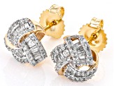 White Diamond 10k Yellow Gold Stud Earrings 0.50ctw