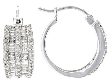 Picture of White Diamond 10k White Gold Huggie Earrings 0.85ctw