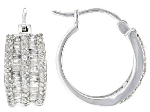White Diamond 10k White Gold Huggie Earrings 0.85ctw