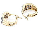 White Diamond 10k Yellow Gold Huggie Earrings 0.85ctw