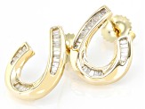 White Diamond 10k Yellow Gold Drop Earrings 0.45ctw