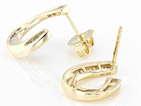 White Diamond 10k Yellow Gold Drop Earrings 0.45ctw