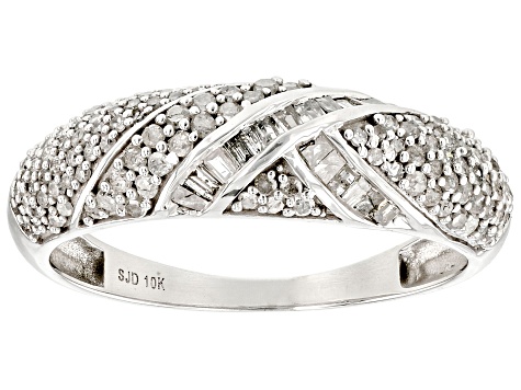 White Diamond 10k White Gold Cluster Band Ring 0.70ctw - SBG618 | JTV.com