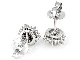 White Diamond Rhodium Over Sterling Silver Cluster Stud Earrings 0.65ctw