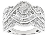 White Diamond Rhodium Over Sterling Silver Cluster Ring 0.65ctw