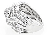 White Diamond Rhodium Over Sterling Silver Cluster Ring 0.65ctw