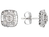 White Diamond 10k White Gold Cluster Stud Earrings 0.60ctw