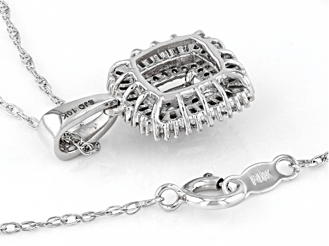 White Diamond 10k White Gold Cluster Pendant With 18" Rope Chain 0.55ctw