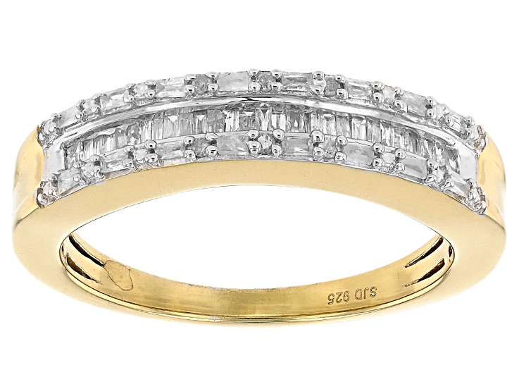 White Diamond 14k Yellow Gold Over Sterling Silver Band Ring White Diamond 14k Yellow Gold Over Sterling Silver Band Ring