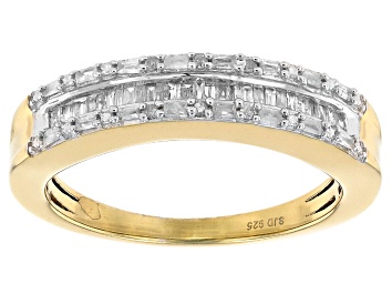 Picture of White Diamond 14k Yellow Gold Over Sterling Silver Band Ring 0.25ctw