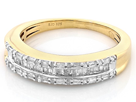 White Diamond 14k Yellow Gold Over Sterling Silver Band Ring 0.25ctw