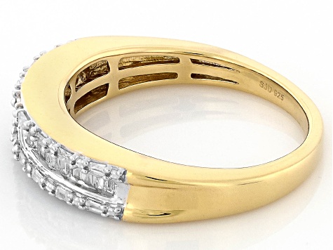 White Diamond 14k Yellow Gold Over Sterling Silver Band Ring 0.25 