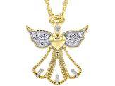 White Diamond 14k Yellow Gold Over Sterling Silver Angel Slide Pendant With Singapore Chain 0.10ctw