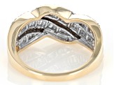 White Diamond 10k Yellow Gold Crossover Band Ring 0.75ctw