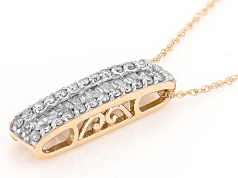 10k Two shops Tone White Yellow Diamond Slide Necklace Pendant