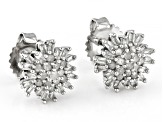 White Diamond 10k White Gold Cluster Stud Earrings 0.50ctw