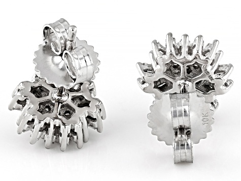 White Diamond 10k White Gold Cluster Stud Earrings 0.50ctw