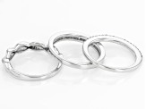 White Diamond Rhodium Over Sterling Silver Set of 3 Band Rings 0.50ctw