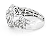 White Diamond Rhodium Over Sterling Silver Cluster Heart Ring 0.50ctw