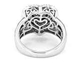 White Diamond Rhodium Over Sterling Silver Cluster Heart Ring 0.50ctw