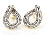 White Diamond 10k Yellow Gold Teardrop Earrings 0.75ctw