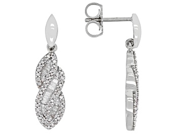 Picture of White Diamond 10k White Gold Dangle Earrings 0.45ctw