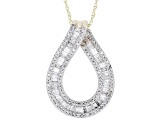 White Diamond 10k Yellow Gold Slide Pendant With 18" Rope Chain 1.00ctw