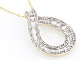 White Diamond 10k Yellow Gold Slide Pendant With 18" Rope Chain 1.00ctw