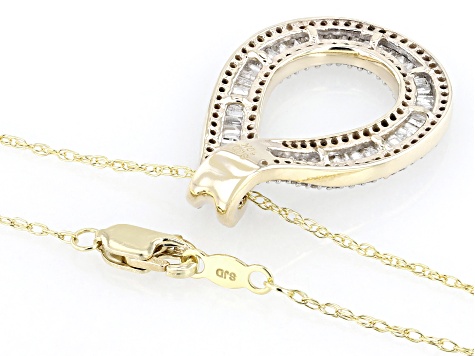 White Diamond 10k Yellow Gold Slide Pendant With 18" Rope Chain 1.00ctw