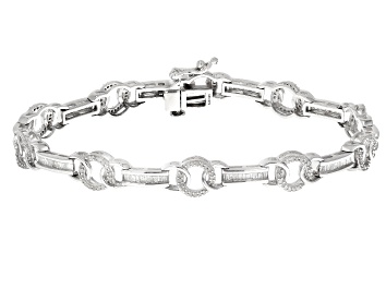 Picture of White Diamond Rhodium Over Sterling Silver Tennis Bracelet 1.25ctw