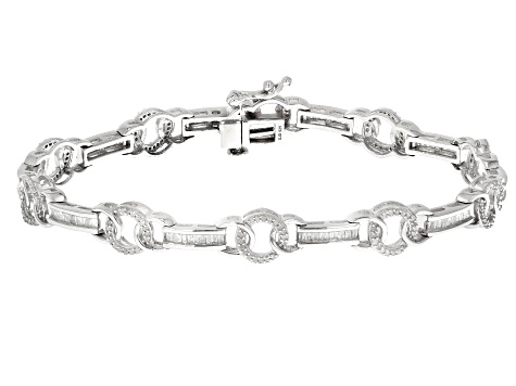 White Diamond Rhodium Over Sterling Silver Tennis Bracelet 1.25ctw