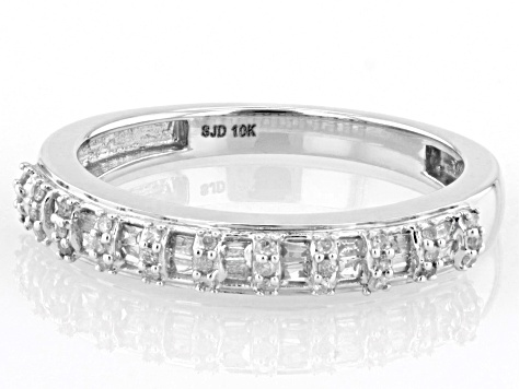 White Diamond 10k White Gold Band Ring 0.20ctw