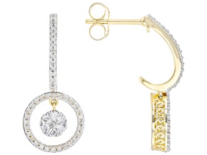 White Diamond 10k Yellow Gold Dangle Earrings 0.50ctw