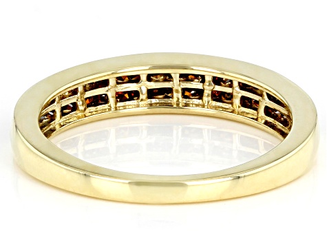 Red Diamond 10K Yellow Gold Band Ring 0.50ctw