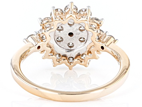 Diamond 10K Rose Gold Cluster Ring 1.00ctw