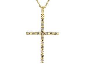 Diamond 10K Yellow Gold Cross Pendant With Rope Chain 0.50ctw