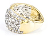 Diamond 10K Yellow Gold Wide Band Ring 2.00ctw