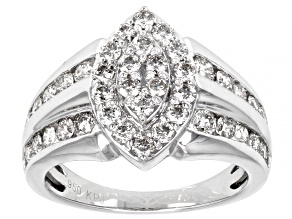 White Diamond 950 Platinum Cluster Ring 1.25ctw