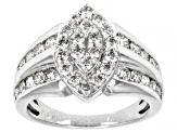 White Diamond 950 Platinum Cluster Ring 1.25ctw
