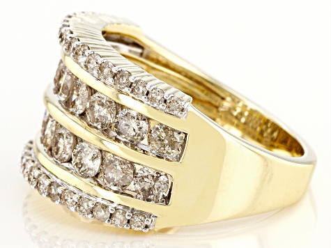 White Diamond 10k Yellow Gold Wide Band Ring 2.00ctw