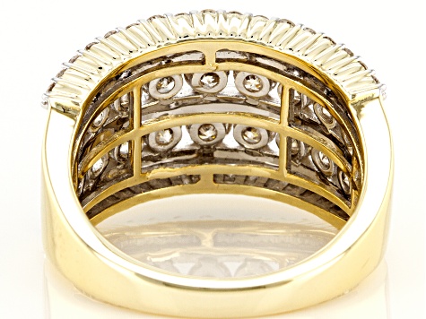 White Diamond 10k Yellow Gold Wide Band Ring 2.00ctw