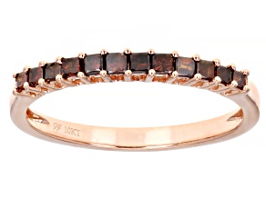 Red Diamond 10k Rose Gold Band Ring 0.33ctw