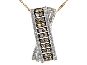 Champagne And White Diamond 10k Yellow Gold Pendant With An 18" Singapore  Chain 0.76ctw