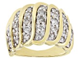 White Diamond 10k Yellow Gold Wide Band Ring 1.75ctw