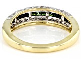 Green Diamond And White Diamond 10K Yellow Gold Band Ring 1.00ctw