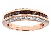 Red Diamond And White Diamond 10K Rose Gold Band Ring 1.00ctw