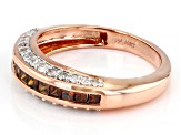 Red Diamond And White Diamond 10K Rose Gold Band Ring 1.00ctw