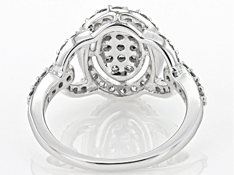 Diamond 10k White Gold Cluster Ring 0.75ctw