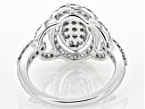 Diamond 10k White Gold Cluster Ring 0.75ctw