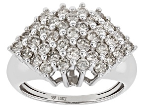 Diamond 10k White Gold Cluster Ring 1.50ctw